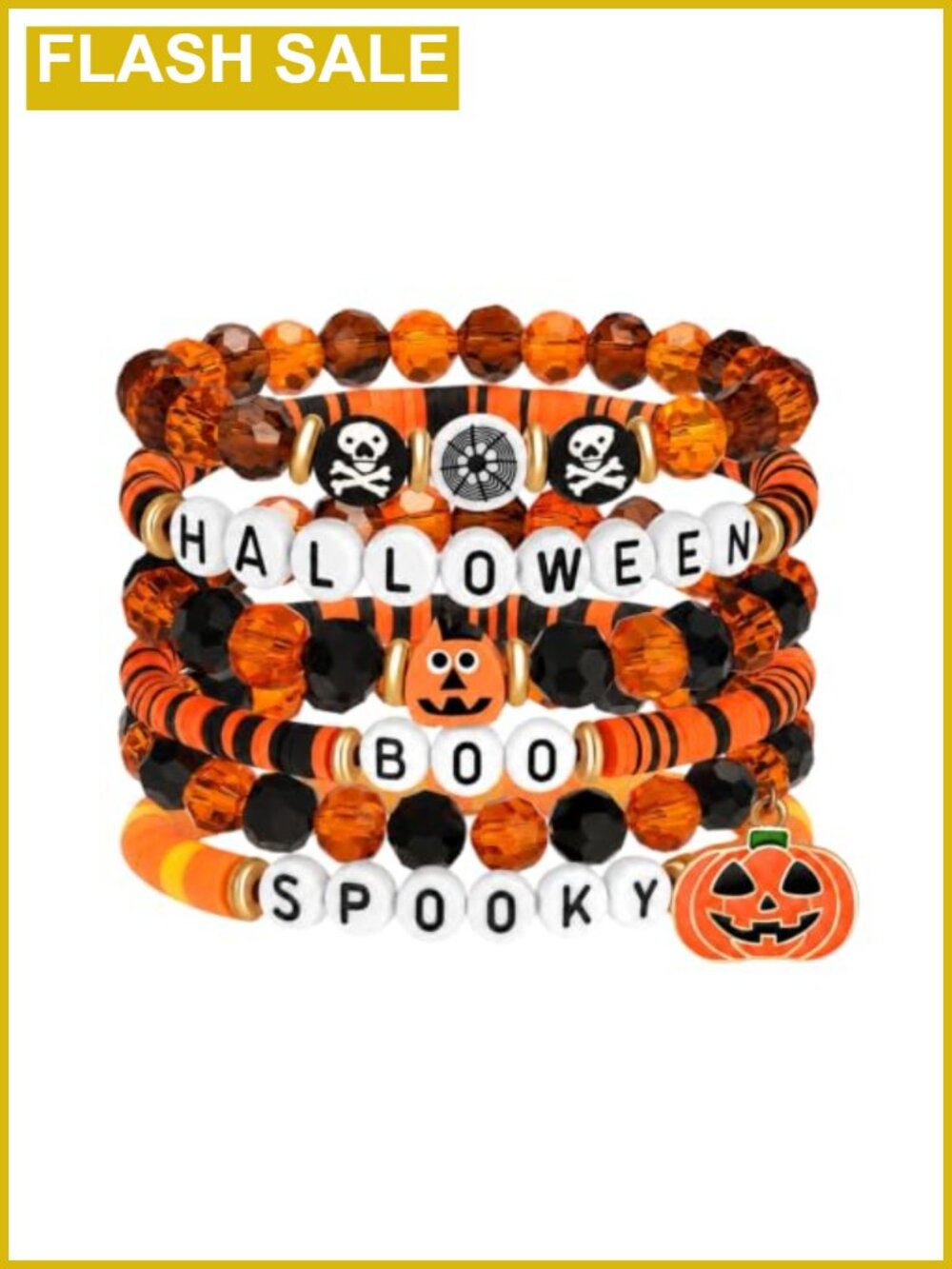 Halloween Stretch Beaded Bracelets Polymer Clay Charm Stackable Women